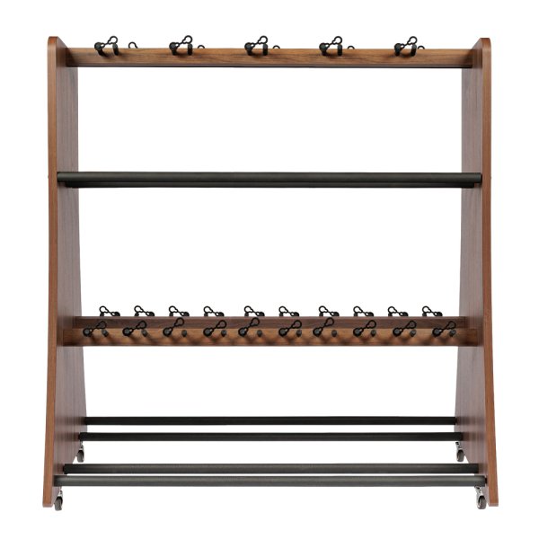 Mobile 30-Ukulele Storage Rack with Locking Casters and Protective Yokes