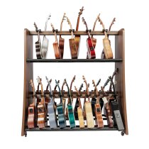 Mobile 30-Ukulele Storage Rack with Locking Casters and Protective Yokes