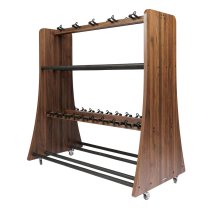 Mobile 30-Ukulele Storage Rack with Locking Casters and Protective Yokes