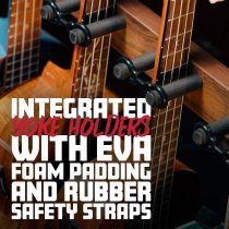 Mobile 30-Ukulele Storage Rack with Locking Casters and Protective Yokes