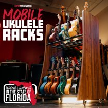 Mobile 30-Ukulele Storage Rack with Locking Casters and Protective Yokes