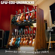 Mobile 30-Ukulele Storage Rack with Locking Casters and Protective Yokes