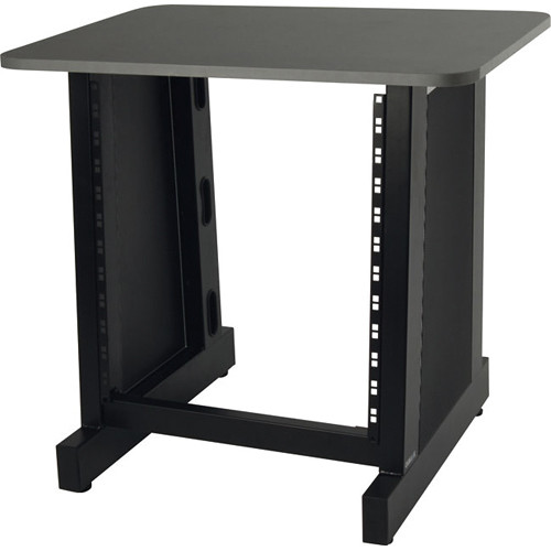 12-U Rack Stand with Wood Top (Black)
