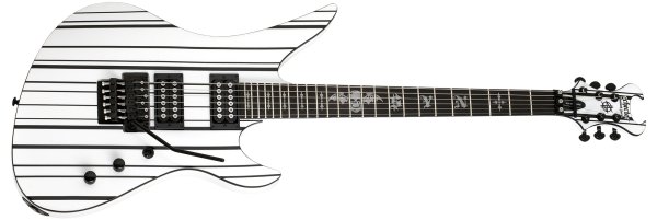Synyster Standard Electric Guitar, Gloss White w/Black Pinstripes