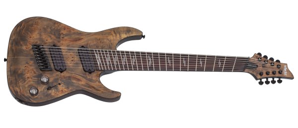 Omen Elite-8 Multiscale 8-String Electric Guitar, Charcoal